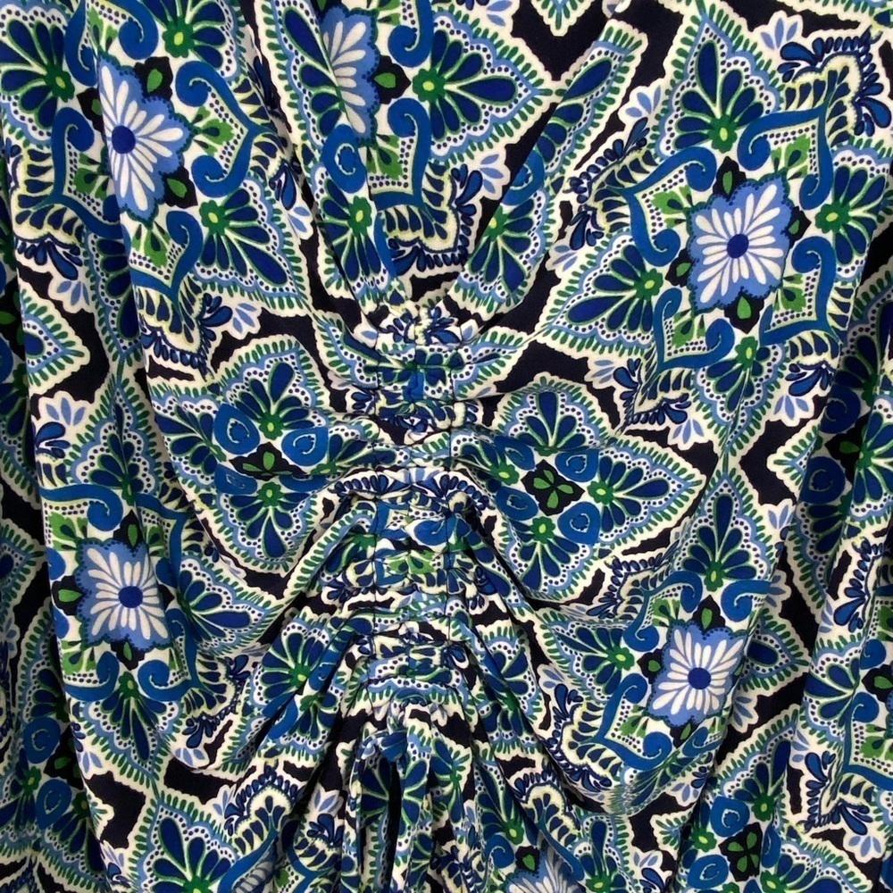 Tommy Bahama Nassau Print Tassel Jumpsuit Rouched Wide Leg Sz XL Stretch Resort - Picture 7 of 15